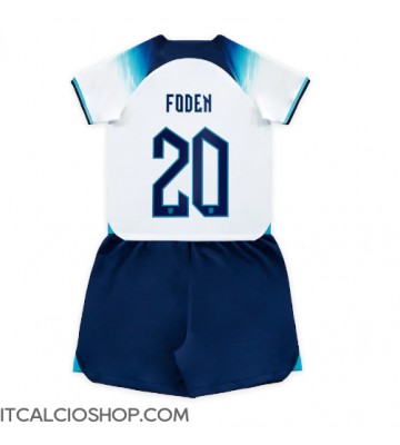 Inghilterra Phil Foden #20 Prima Maglia Bambino Mondiali 2022 Manica Corta (+ Pantaloni corti)